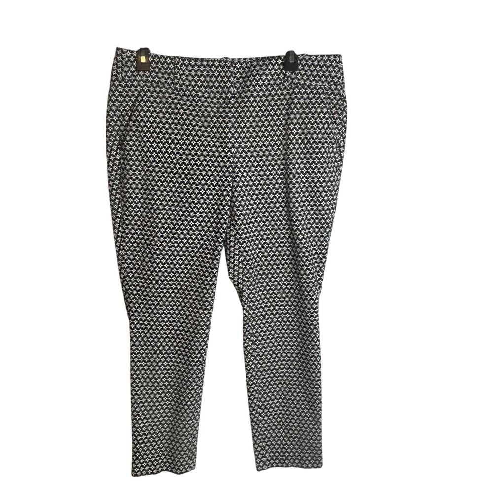 Ann Taylor LOFT Womens Size 10 Black White Marisa Skinny Pants Geometric Pattern